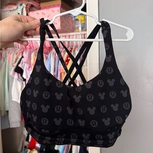 Lululemon Black Sports Bra with Mickey Mouse Pattern